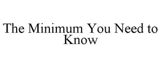 THE MINIMUM YOU NEED TO KNOW