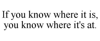 IF YOU KNOW WHERE IT IS, YOU KNOW WHERE IT'S AT.