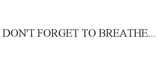 DON'T FORGET TO BREATHE...