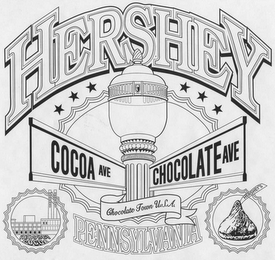 HERSHEY PENNSLYVANIA COCOA AVE CHOCOLATE AVE CHOCOLATE TOWN U.S.A.