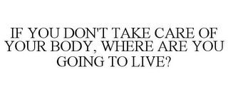 IF YOU DON'T TAKE CARE OF YOUR BODY, WHERE ARE YOU GOING TO LIVE?