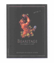 GBW BEARITAGE CALIFORNIA CLARET AND GUNDLACH BUNDSCHU WINERY LOT NO. 12 ALC 14.5%  BY VOL