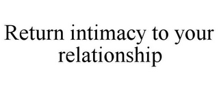 RETURN INTIMACY TO YOUR RELATIONSHIP