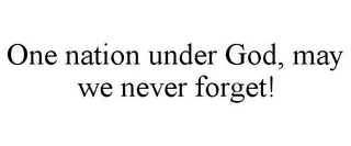 ONE NATION UNDER GOD, MAY WE NEVER FORGET!