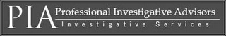 PIA PROFESSIONAL INVESTIGATIVE ADVISORS INVESTIGATIVE SERVICES