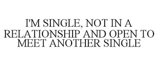 I'M SINGLE, NOT IN A RELATIONSHIP AND OPEN TO MEET ANOTHER SINGLE