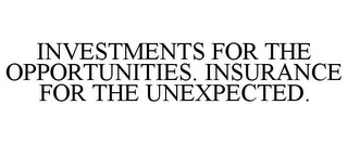 INVESTMENTS FOR THE OPPORTUNITIES. INSURANCE FOR THE UNEXPECTED.