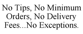 NO TIPS, NO MINIMUM ORDERS, NO DELIVERY FEES...NO EXCEPTIONS.