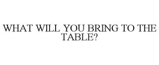 WHAT WILL YOU BRING TO THE TABLE?