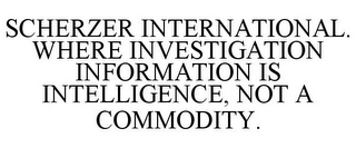 SCHERZER INTERNATIONAL. WHERE INVESTIGATION INFORMATION IS INTELLIGENCE, NOT A COMMODITY.