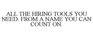 ALL THE HIRING TOOLS YOU NEED. FROM A NAME YOU CAN COUNT ON.