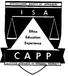 INTENATIONAL SOCIETY OF APPRAISERS ETHICS EDUCATION EXPERIENCE CERTIFIED APPRAISER OF PERSONAL PROPERTY ISA CAPP