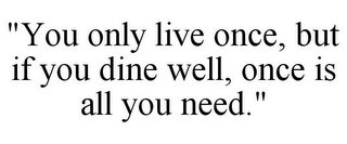 "YOU ONLY LIVE ONCE, BUT IF YOU DINE WELL, ONCE IS ALL YOU NEED."