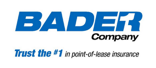 BADER1 COMPANY TRUST THE #1 IN POINT-OF-LEASE INSURANCE