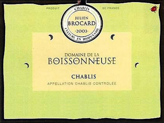 JULIEN BROCARD CHABLIS CULTURE IN BIODYNAMIC DOMAINE DE LA BOISSONNEUSE CHABLIS APPELLATION CHABLIS CONTROLLE PRODUCT DE FRANCE