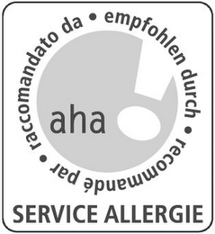 AHA RACCOMANDATO DA EMPFOHLEN DURCH RECOMMANDÉ PAR SERVICE ALLERGIE