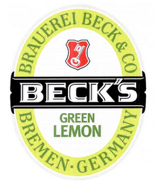 BECK'S GREEN LEMON BRAUEREI BECK & CO BREMEN GERMANY