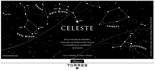 CELESTE. EN LAS NOCHES DE VENDIMIA ESTAS SON LAS ESTRELLAS QUE VIGILAN Y CONTEMPLAN EL NACIMIENTO DE CELESTE. LAT. 41, 54° NORTE LONG. 4, 14° OESTE. SELECCIÓN DE TORRES.