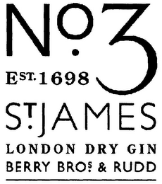 NO.3 EST.1698 ST.JAMES LONDON DRY GIN BERRY BROS. & RUDD