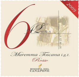 642° 47' 52" N 10° 58' 22" E MAREMMA TOSCANA I.G.T. ROSSO RISERVA DEL CANAPONE 2009