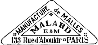 MANUFACTURE DE MALLES MALARD E&M 133 RUE D'ABOUKIR PARIS