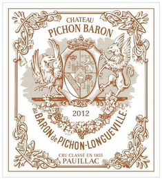 CHATEAU PICHON BARON AU BARON DE PICHON-LONGUEVILLE 2012 CRU CLASSÉ EN 1855 PAUILLAC