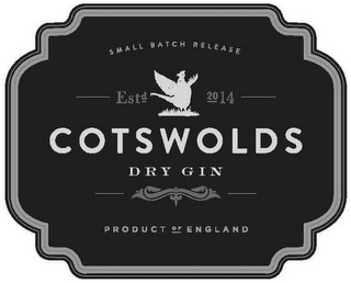 SMALL BATCH RELEASE EST 2014 COTSWOLDS DRY GIN PRODUCT OF ENGLAND