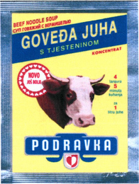 GOVEDA JUHA S TJESTENINOM PODRAVKA BEEF NOODLE SOUP KONCENTRAT NOVO JOS' BOLIE 4 TANJURA 5 MINUTA KUHANJA ZA 1 SITRU JUHE