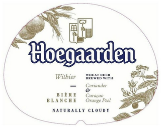 HOEGAARDEN WITBIER BIÈRE BLANCHE WHEAT BEER BREWED WITH CORIANDER & CURACAO ORANGE PEEL NATURALLY CLOUDY