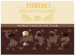 FERRERO GOLDEN GALLERY WORLD CHOCOLATE CLUB LIBERTY GOLDEN CARAMEL CORAL BEACH APRICOT WHITE NORTHERN LIGHT MILK DESERT DREAM MILK CHOCOLATE NIGIRI MEDITERRANEAN LEMON MOUSSE COFFEE FOREST ADVENTURE TURKISH DUKE HAZELNUT ARILPA DARK CHOCOLATE OCEAN BREEZE SALTED CARAMEL