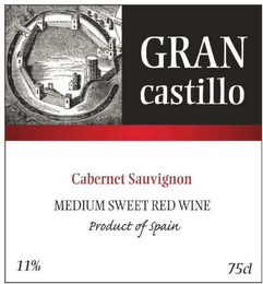 GRAN CASTILLO CABERNET SAUVIGNON MEDIUM SWEET RED WINE PRODUCT OF SPAIN 11% 75CL