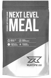 NEXT LEVEL MEAL RUNTIME.GG POWER UP YOUR GAME READY IN 60 SEC. TOTAL ENDURANCE COMPLETE + BALANCE VITAMINS + MINERALS