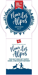 SEL DES ALPES FLEUR DES ALPES GOURMET SALT PRODUCT OF SWITZERLAND FLEUR DES ALPES THIS SALT DOES NOT SUPPLY IODIDE, A NECESSARY NUTRIENT