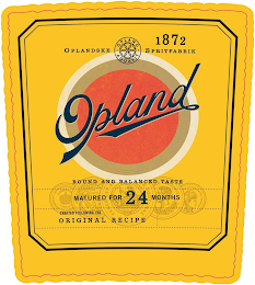 OPLAND ROUND AND BALANCED TASTE MATURED FOR 24 MONTHS CRAFTED FOLLOWING THE ORIGINAL RECIPE CASKED IN 0000 OPLANDSKE SPRITFABRIK 1872 OPLAND AQUAVIT