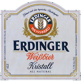 ERDINGER WEISSBRÄU ERDINGER WEIßBIER KRISTALL ALL NATURAL