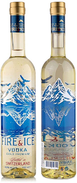 FIRE & ICE VODKA GOLD PREMIUM BOTTLED IN SWITZERLAND 40% ALC./VOL. 700 ML