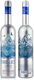 FIRE & ICE VODKA PLATINUM BOTTLED IN SWITZERLAND FROM ALPINE WATER 40% ALC./VOL. 700ML