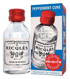 ALCOOL DE MENTHE DE RICQLÈS 80% VOL ORIGINAL RICQLÈS MADE IN FRANCE F.74/M264103 PEPPERMINT CURE ALCOOL DE MENTHE DE RICQLÈS 80% VOL BP430706 ORIGINAL RICQLÈS MADE IN FRANCE PRODUCE OF FRANCE