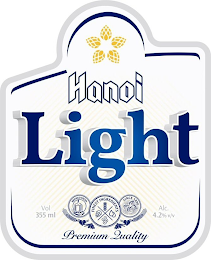 HANOI LIGHT BREWED FROM FINEST INGREDIENTS SINCE 1890 VOL 355ML ALC. 4.2% V/V PREMIUM QUALITY