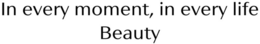 IN EVERY MOMENT, IN EVERY LIFE BEAUTY