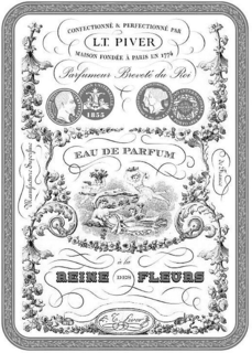 CONFECTIONNÉ & PERFECTIONNÉ PAR L.T. PIVER MAISON FONDÉE À PARIS EN 1774 PARFUMEUR BREVETé DU ROI EAU DE PARFUM à LA REINE DES FLEURS