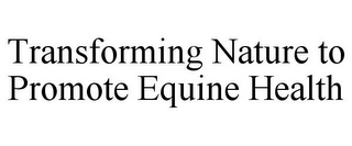 TRANSFORMING NATURE TO PROMOTE EQUINE HEALTH
