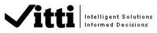 VITTI INTELLIGENT SOLUTIONS INFORMED DECISIONS