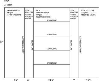 100% POLYESTER 200 GSM ASSORTED COLORS SATIN 1OO% POLYESTER 100 GSM ASSORTED COLORS SEWING LINE MATTRESS ALIGNMENT