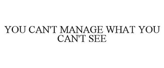 YOU CAN'T MANAGE WHAT YOU CAN'T SEE