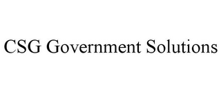 CSG GOVERNMENT SOLUTIONS