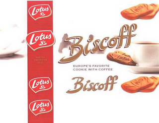 LOTUS LOTUS LOTUS LOTUS BISCOFF EUROPE'S FAVORITE COOKIE WITH COFFEE BISCOFF