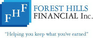 FHF FOREST HILLS FINANCIAL INC. "HELPING YOU KEEP WHAT YOU'VE EARNED"