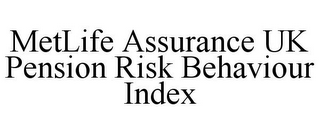 METLIFE ASSURANCE UK PENSION RISK BEHAVIOUR INDEX