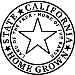 STATE CALIFORNIA HOME GROWN LAND OF THE FREE · HOME OF THE BRAVE
